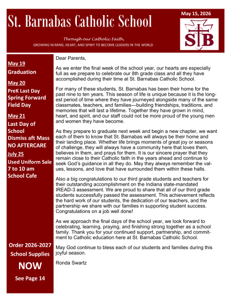 Newsletter May 15, 2026
