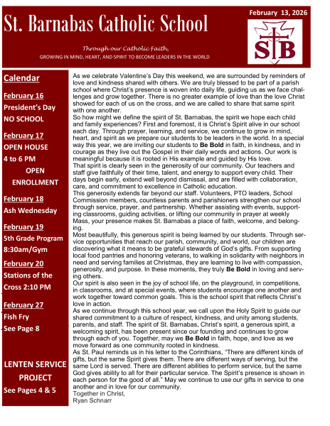 Newsletter February 13, 2026