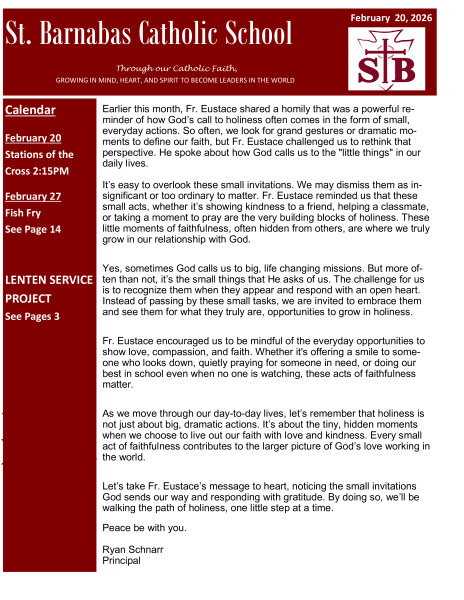 Newsletter February 20, 2026