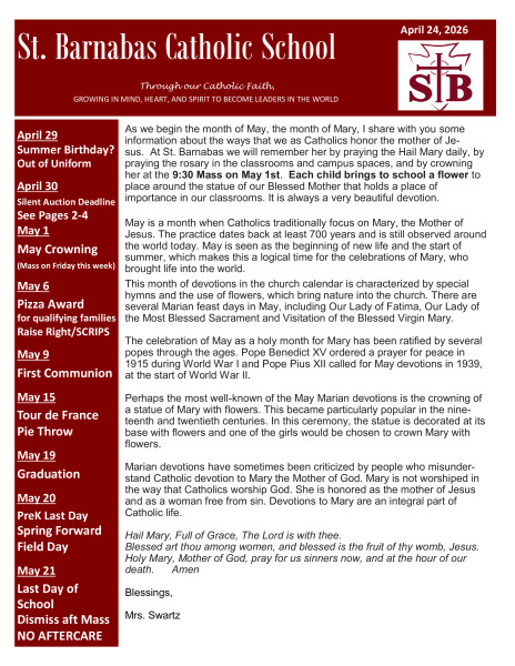 Newsletter April 24, 2026