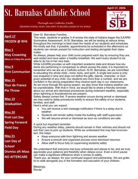 Newsletter April 17, 2026