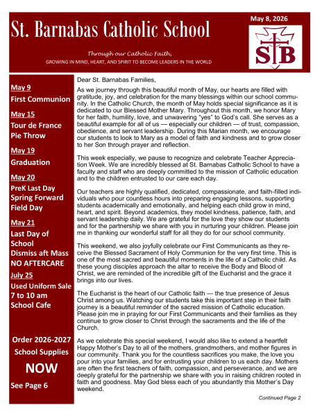 Newsletter May 8, 2026