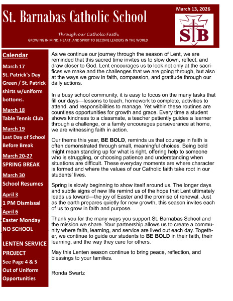 Newsletter March 13, 2026