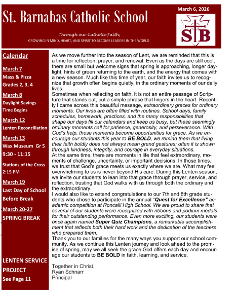 Newsletter March 6, 2026