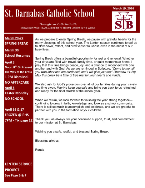 Newsletter March 19, 2026